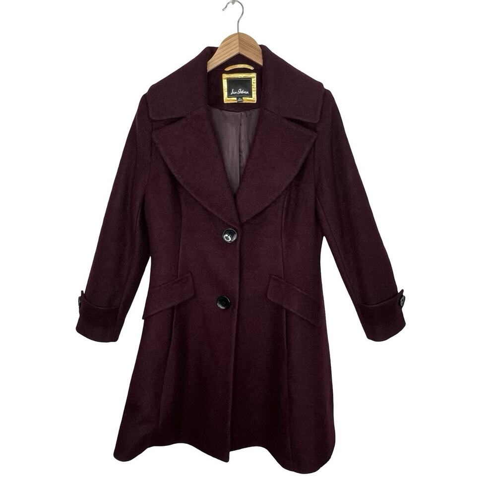 Sam Edelman Wool Blend Coat Burgundy Maroon Longline Size 12